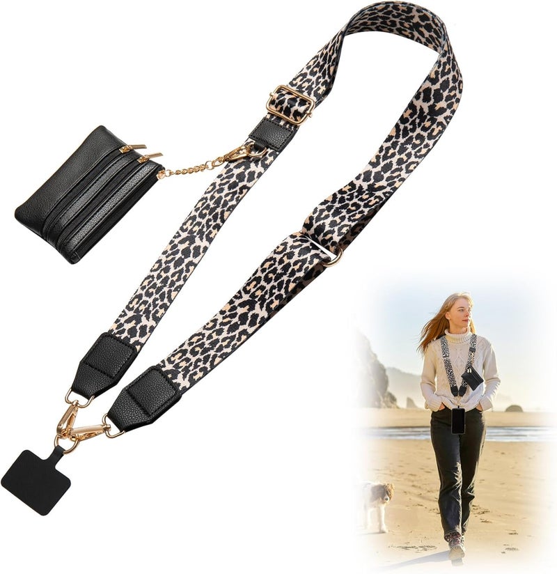 CUEDM Cell Phone Lanyard Crossbody,Adjustable Cell Phone Strap with Wristlet,Clip and Go Strap for Phone with Wallet - Image 1